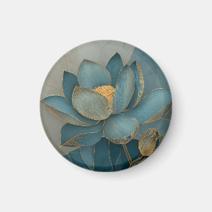 Íman Arte Zen Geométrica de Linha Flor de Lótus Dourada