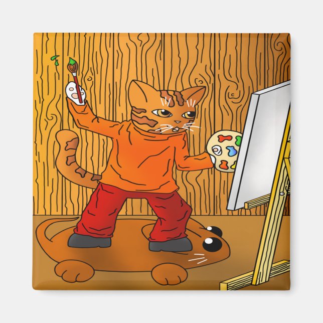 Íman Artista Painter Cat (Frente)