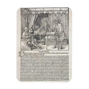 Íman Artista que usa a máquina de desenho de Durer par