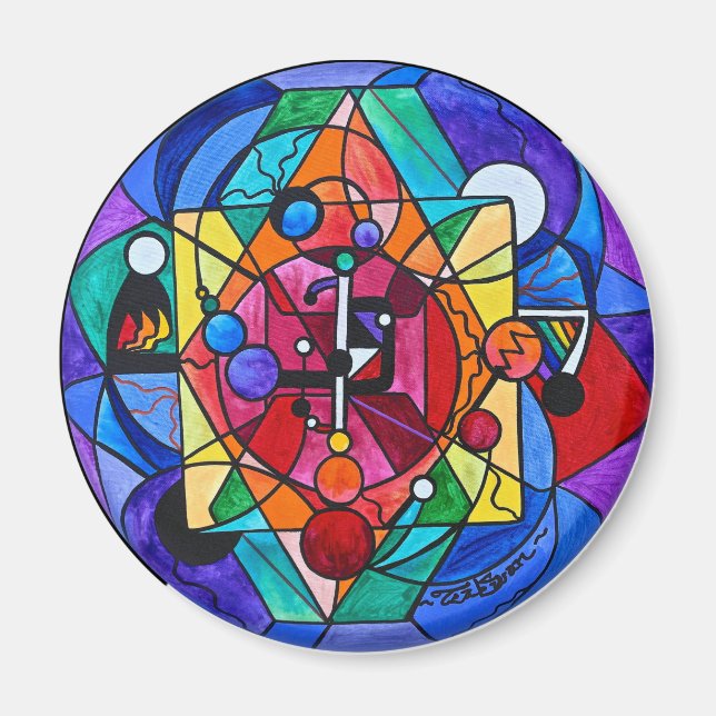 Íman "Arturian Divine Order Grid", Magnet Arredondado D (Frente)