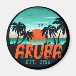 Íman Aruba Caribe Sea Vintage Retro Sunset Souvenirs