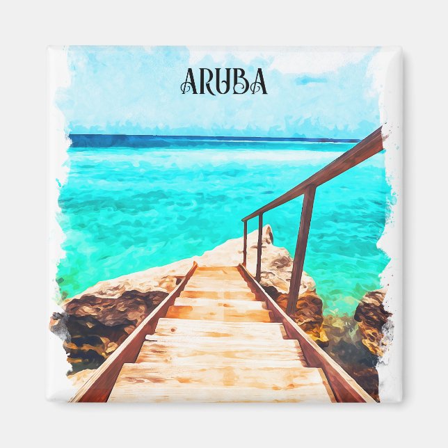 Íman Aruba minimalista Caribe férias tropicais (Frente)