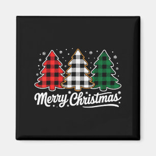Íman Árvore Alegre de Natal Xmas Plaid de Búfalo Vermel