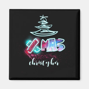 Íman Árvore Brilho Brilho Azul E Vermelho Xmas Tygraphy