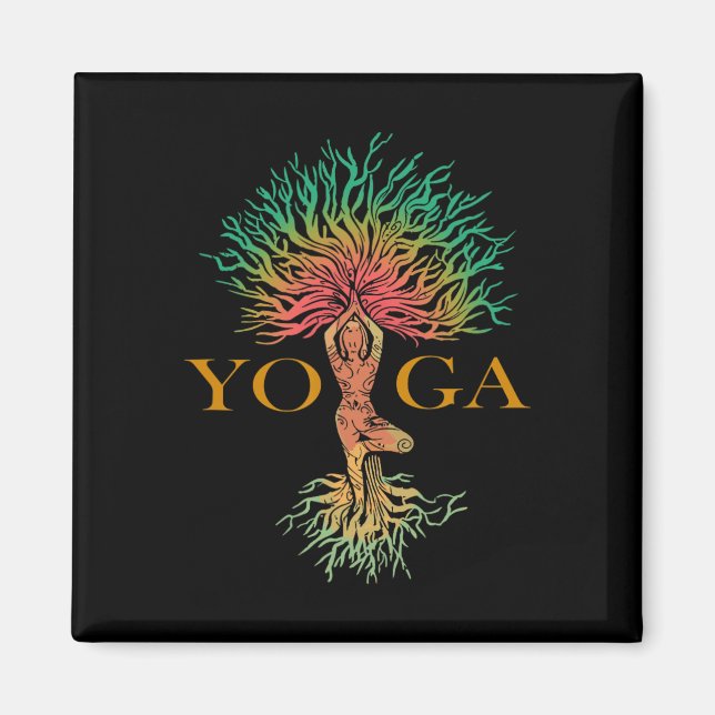 Íman Árvore Da Vida Com Mulher Yoga Chakra Haka Yoga  (Frente)
