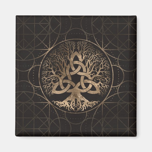 Íman Árvore da vida - Yggdrasil com Triquetra (Frente)