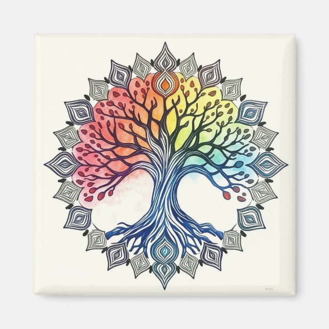 Íman Árvore de Aquarela da Vida (Frente)