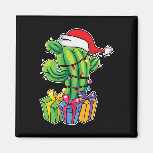 Íman Árvore de Cacto Com Presentes - Natal Mexicano Em  (Frente)