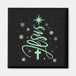 Íman Árvore de Jesus Cristão Natal Fé Flocos de Neve Cr