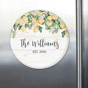 Íman Árvore de Limão Amarelo Monogramada em Madeira Bra