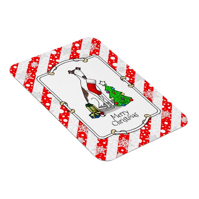 Íman Árvore de Natal 2 Greyhound (branco-brindle) Diver (Lado Direito)