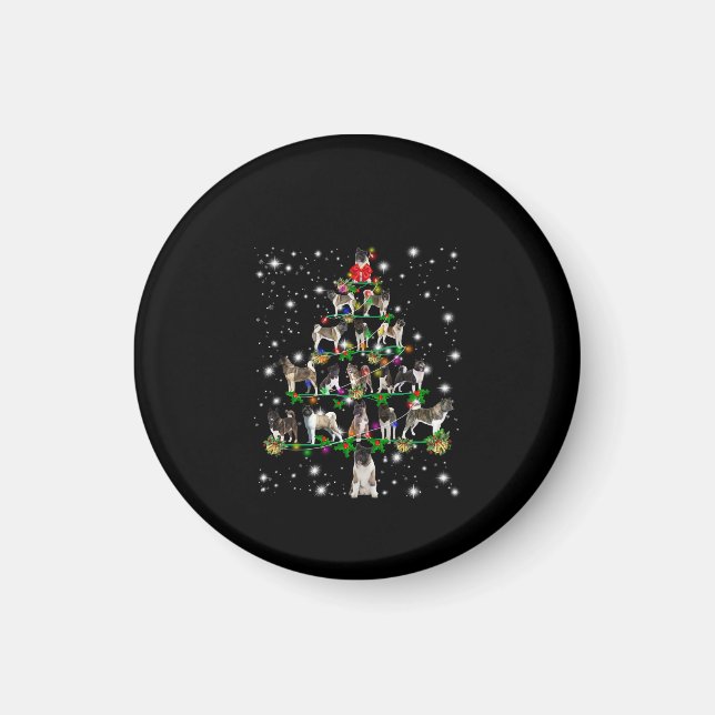 Íman Árvore De Natal Akita Coberta Por Flashli (Frente)