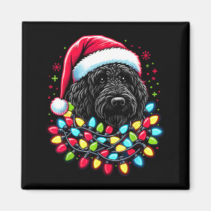 Íman Árvore de Natal Black Labradoodle Luzes de Natal D