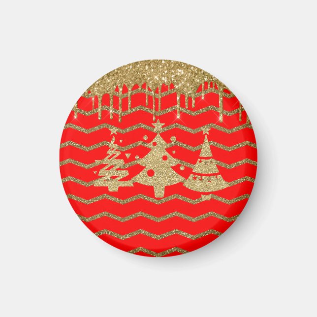 Íman Árvore de natal com brilho vermelho (Frente)