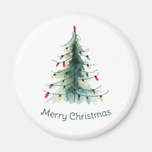 Íman Árvore de Natal de Aquarela Minimalista