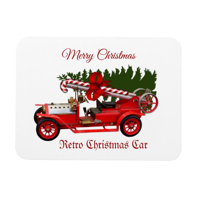 Íman Árvore de Natal de Carro Vermelho Retro (Horizontal)