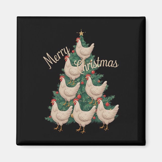 Íman Árvore de Natal de Frango Engraçado Frangos Árvore (Frente)