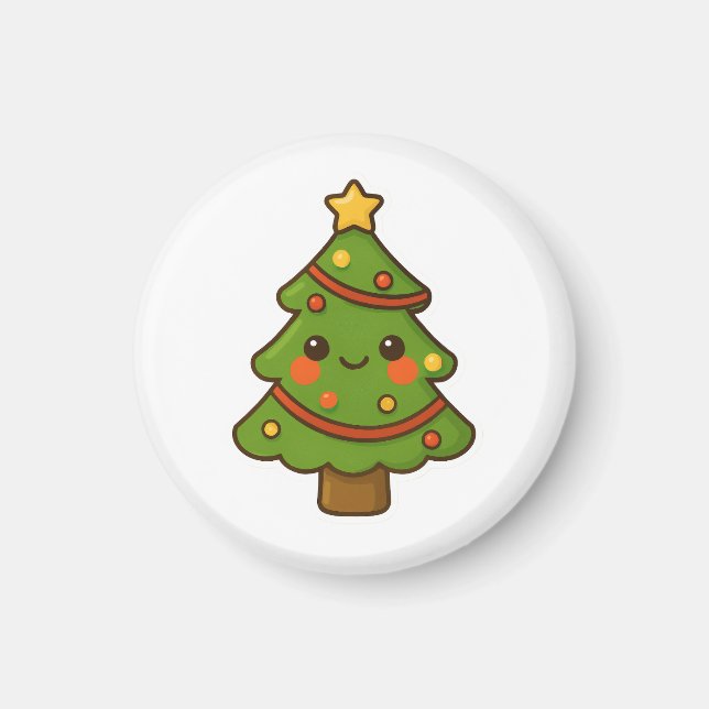 Íman Árvore de Natal de Kawaii Cute (Frente)