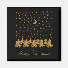 Íman Árvore de Natal de ouro faísca, lua, estrelas em p