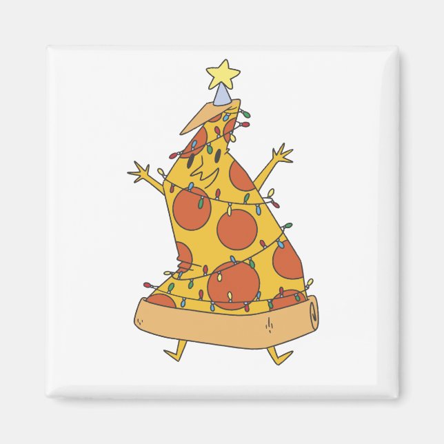 Íman Árvore de Natal de Pizza - Comida de Natal Diverti (Frente)