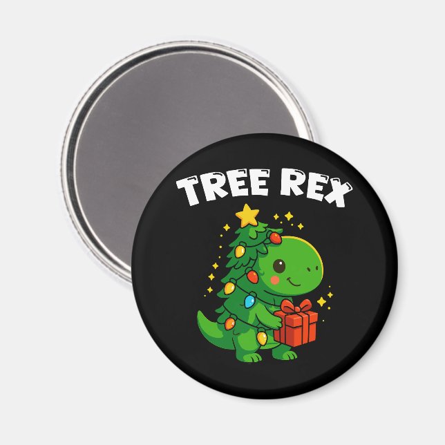 Íman Árvore de Natal Dinossauro T-Rex Fofa Festa de Nat (Front/Back)
