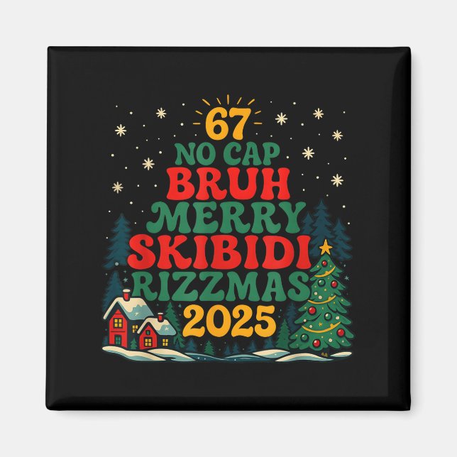 Íman Árvore de Natal do Meme Engraçado Skibiddi Rizzmas (Frente)