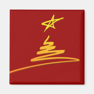 Íman Árvore de Natal Dourada no Red Magnet
