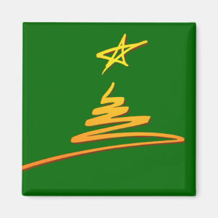 Íman Árvore de Natal Dourada sobre o Magnet Verde