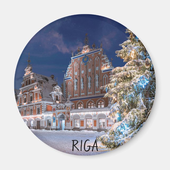 Íman Árvore de Natal e Casa dos Cabeças Negras em Riga  (Frente)
