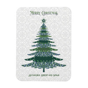 Íman Árvore de Natal elegante, branca verde personaliza