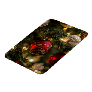 Íman Árvore de Natal Elegante em Vermelho e Dourado