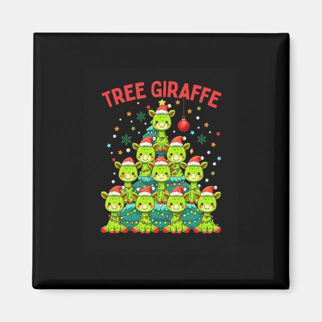 Íman Árvore de Natal engraçada Girafa Feriada Girafas S (Frente)