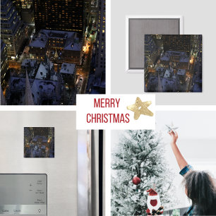 Íman Árvore de Natal escondida em Manhattan à noite