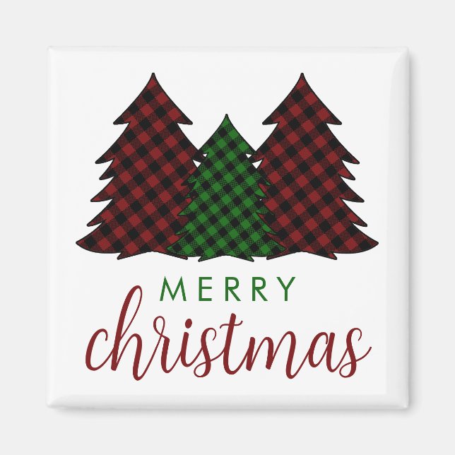 Íman Árvore de Natal Feliz da Xadrez de Natal (Frente)