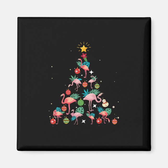 Íman Árvore de Natal Flamingo Engraçada (Frente)