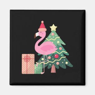 Íman Árvore de Natal Flamingo Rosa Tropical Verão Natal