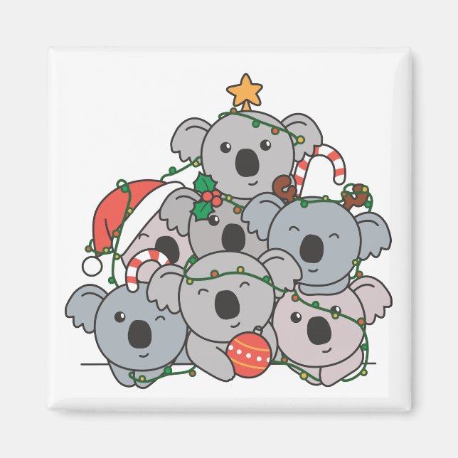 Íman Árvore de Natal Koala Engraçado Magneta de Natal A (Frente)