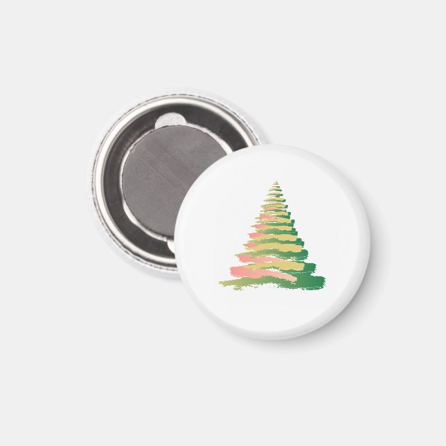 Íman Árvore de Natal Minimalista com Pinceladas (Front/Back)