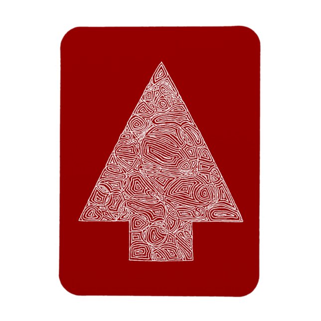 Íman Árvore de Natal Moderna - Vermelho (Vertical)
