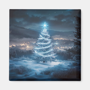 Íman Árvore de Natal Noturna Brilhante Azul