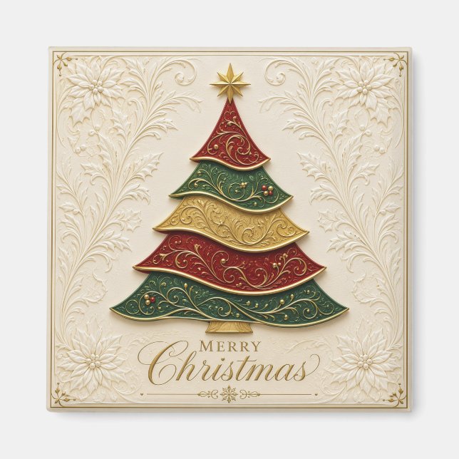 Íman Árvore de Natal Ornamentada a Ouro (Frente)