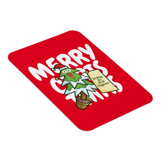 Íman Árvore de Natal personalizável desejando felicidad (Lado Direito)