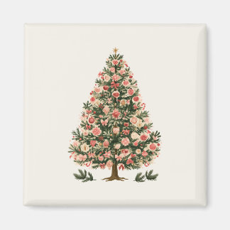 Íman Árvore de Natal retrô com enfeites rosa