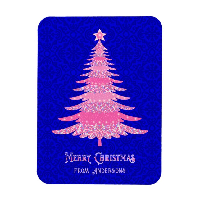 Íman Árvore de Natal Rosa Personalizada Moderna do Spar (Vertical)