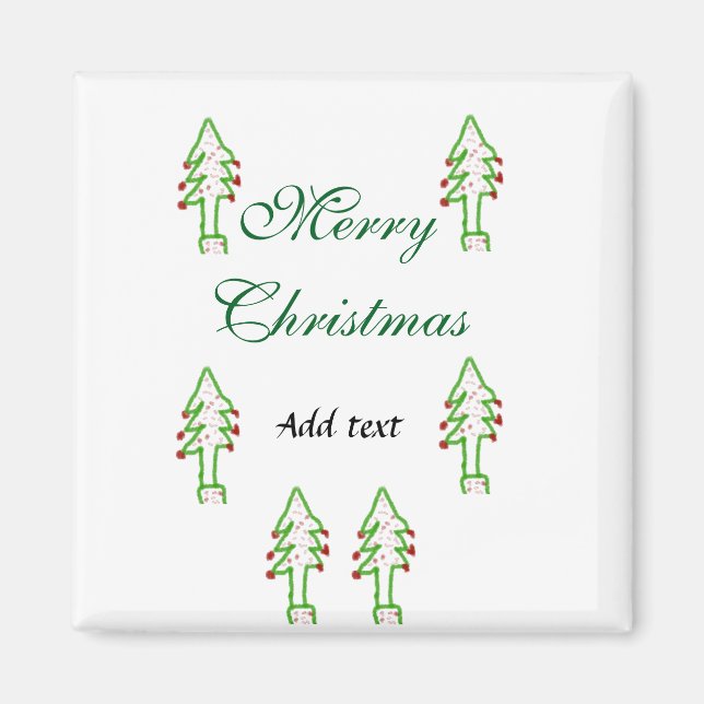 Íman Árvore de Natal verde cereja vermelha alegria Nata (Frente)