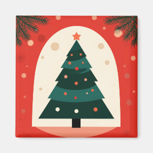 Íman Árvore de Natal Verde com Férias Vermelhas