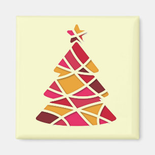 Íman Árvore de Natal vermelha e dourada com arte modern