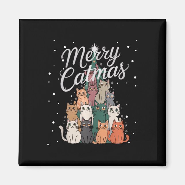 Íman Árvore do Cat Xmas Cats Casado de Natal Catmas (Frente)