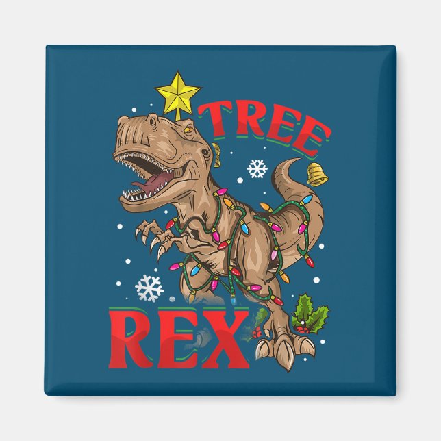 Íman Árvore do Dinossauro de Natal Rex Luzes TRex Xmas  (Frente)