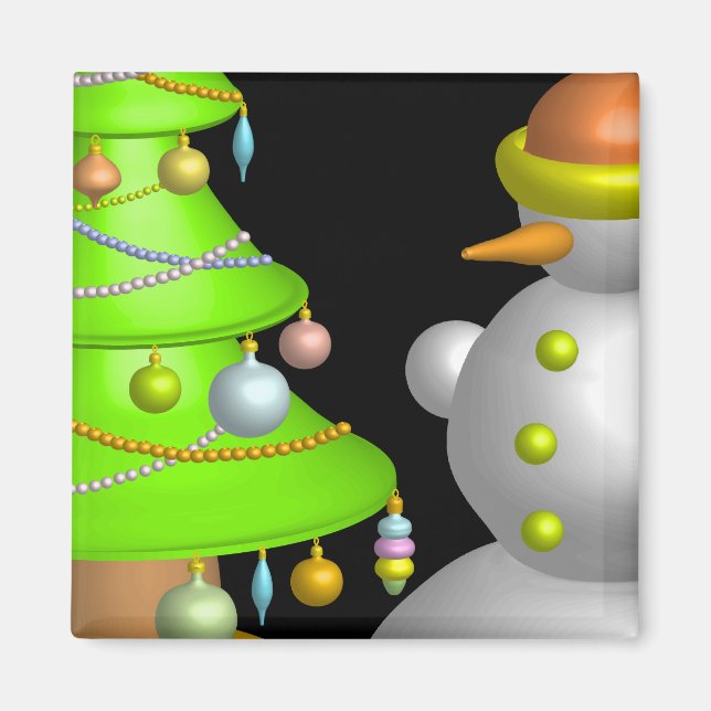 Íman Árvore do Natal e boneco de neve (Frente)